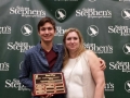 Fourth Annual Student Ten-Minute Playwrighting Festival winner Julien Friej with his mom, Mrs. Freij