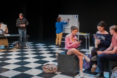 Gabriella Sands, Ren Pearson, Lucinda Schlotterback, Madeline Holdway, Aleah Colón-Alfonso and Robert Heath in LOCK IT DOWN by John Kelly, directed by Blake Walton.