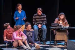 Robert Heath, Lucinda Schlotterback, Madeline Holdway, Aleah Colón-Alfonso, Ren Pearson and Gabriella Sands in LOCK IT DOWN by John Kelly, directed by Blake Walton.