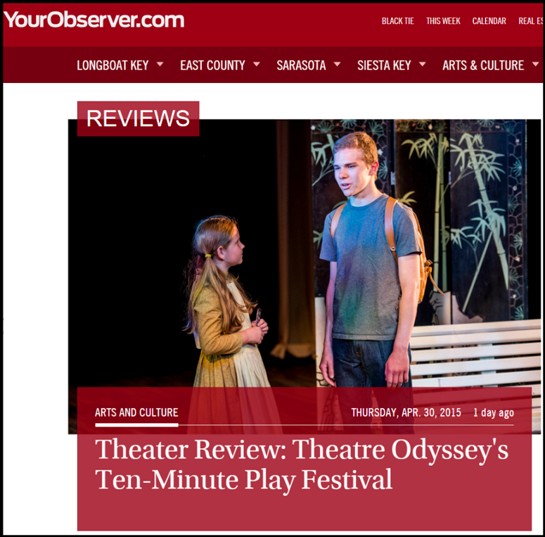 Theatre Odyssey feature in Sarasota Observer for 2015 Play Festival