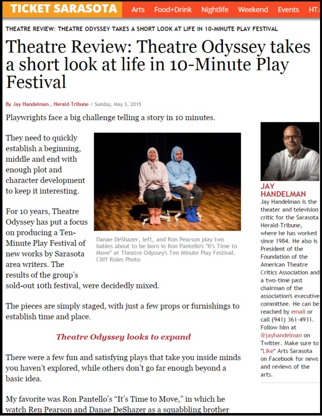 Theatre Odyssey's 2015 Ten-Minute Play Festival Reviewed in Ticket Sarasota