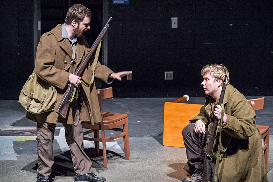 Alex Beach and Jacob Schweighofer in BROTHERS IN ARMS by Julien Freij, Theatre Odyssey's Best Play at the Fourth Annual Student Ten-Minute Playwriting Festival. Photo credit: Cliff Roles