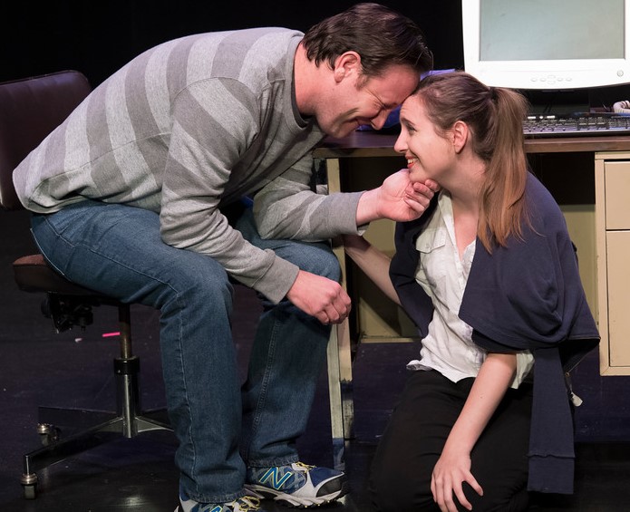 Joshua Brin, left, and Nicole Cunningham, right, in Sylvia Reed's HANDS, directed by Seva Anthony. Photo by Cliff Roles. Winning play in Theatre Odyssey's 2016 Eleventh Annual Ten-Minute Play Festival