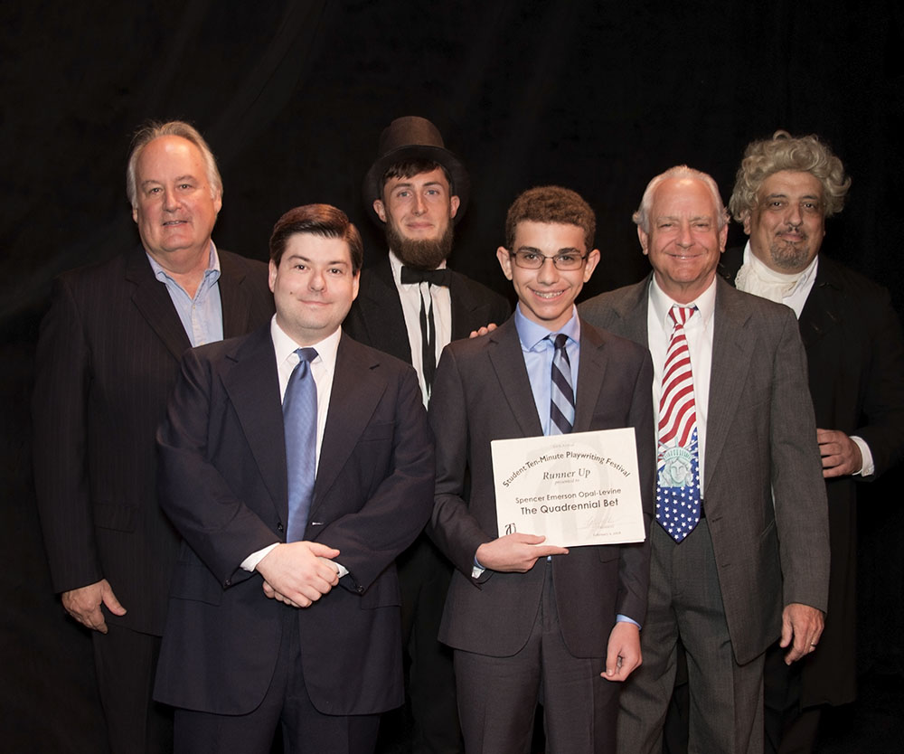 2018 Sixth Annual Student Playwriting Festival Runner Up and cast - Tom Aposporos, Dylan Jones, Jeff Snelling, Spencer Emerson Opal-Levine, Preston Boyd (Director and cast member) and David Yamin. (Photo credit: Don Walker) 