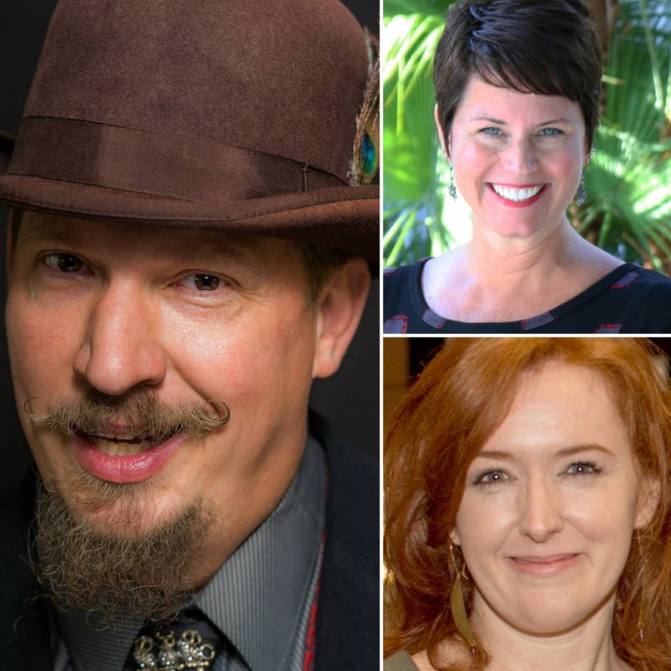 The 2018 Student Ten-Minute Playwriting Festival judges: Dan Leary (left), Callie Donnelly (top right) and Es Swihart (bottom right)