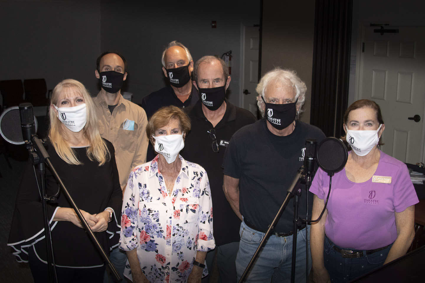 The cast of FLYING SOLO WITH IBD: Aden Russell, Thomas Aposporos II, Jan Wallace, Tom Aposporos, Michael Bille, Preston Boyd and Donna DeFant.