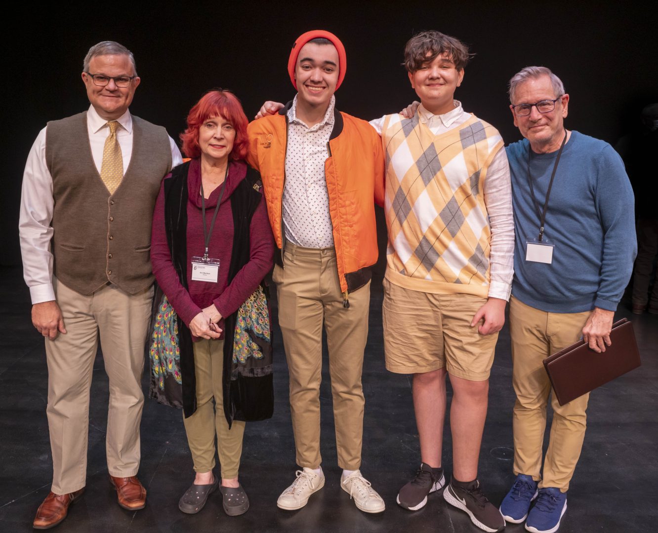 THE REAL WORLD—Tony Boothby, Ann Morrison, Jude DeMaio, Owen DeMaio and director Blake Walton. The play by Jake Pettingell was awarded the Vernon Safran Prize.