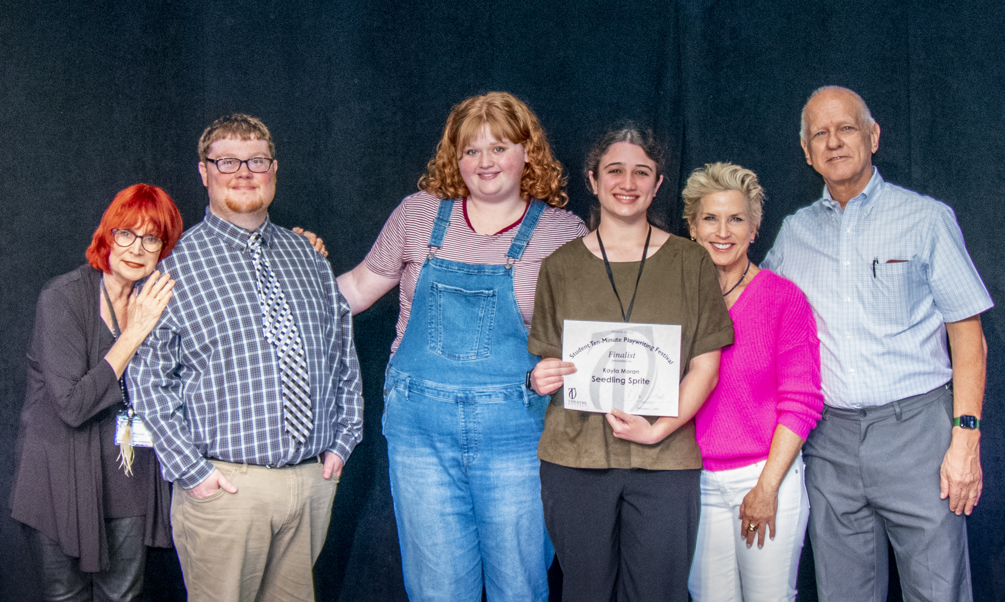 SEEDLING SPRITE—Director Ann Morrison, Nick Schroeder, Claire Timney, playwright Kayla Moran, Amy Goldman, and Joseph Smith.