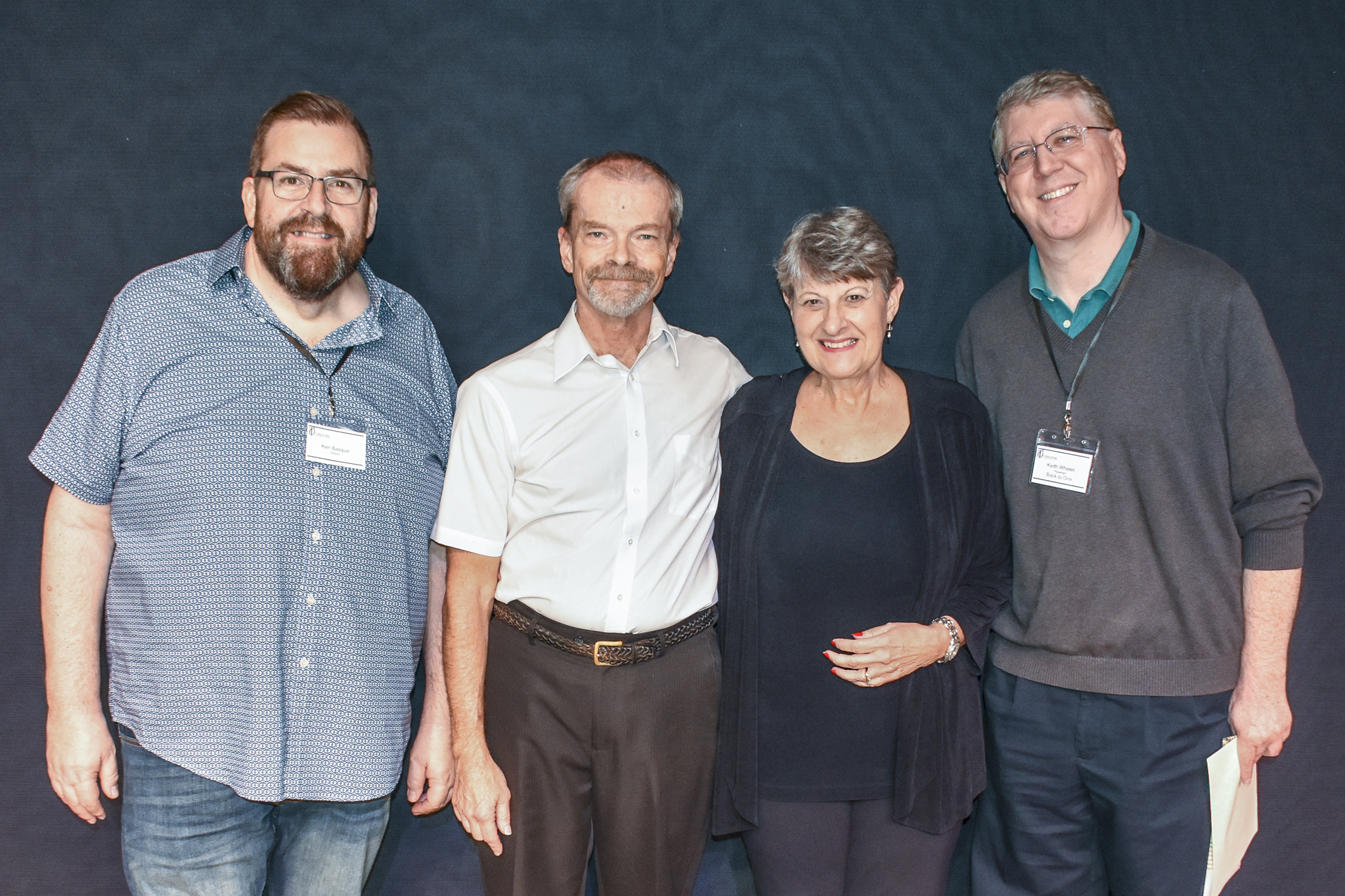 BACK TO ONE: Director Ken Basque, Eric Henry, Susan Bachman, playwright Keith Whalen. (Not pictured: Rik Robertson.)