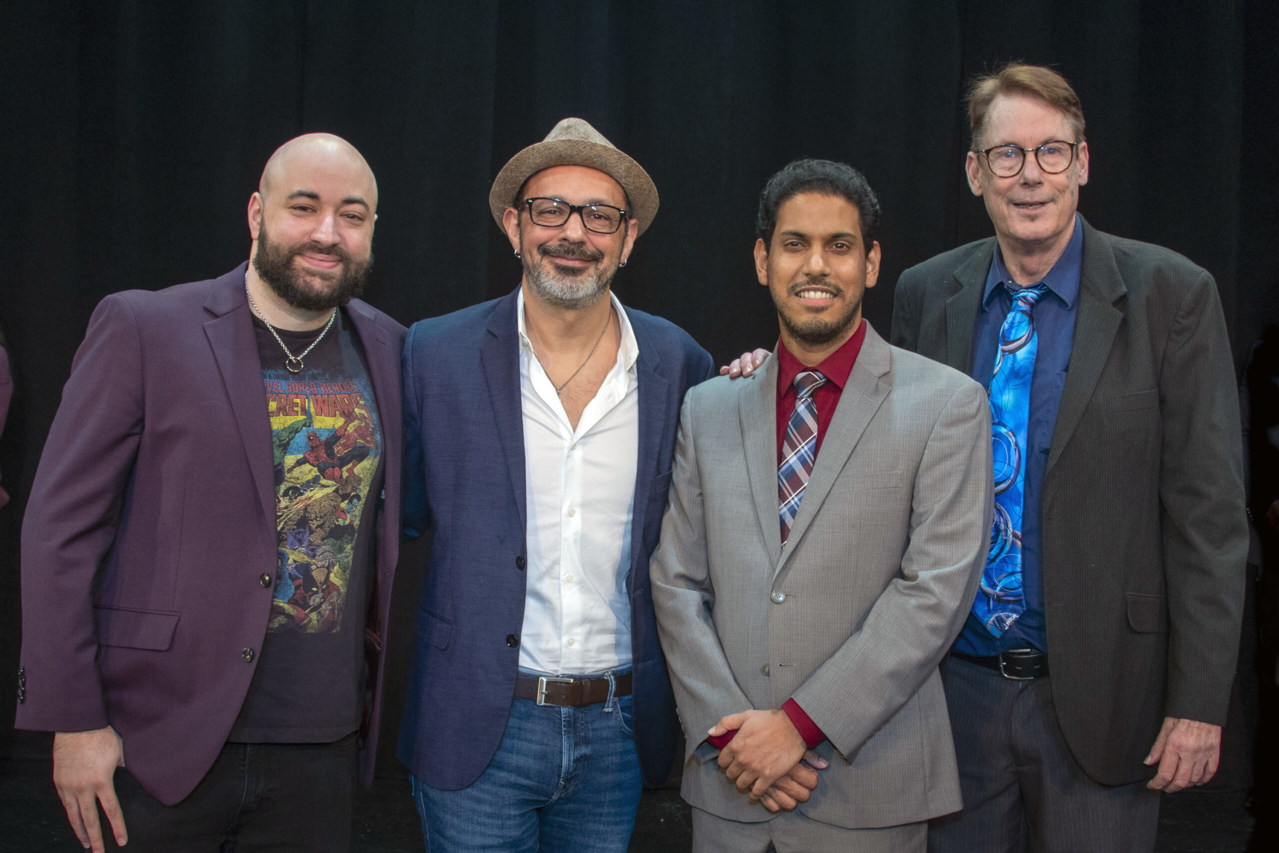 READY OR NOT—William Ashburn, playwright Michael Anthony Mercado, Anuj Naidu, and director James Thaggard.