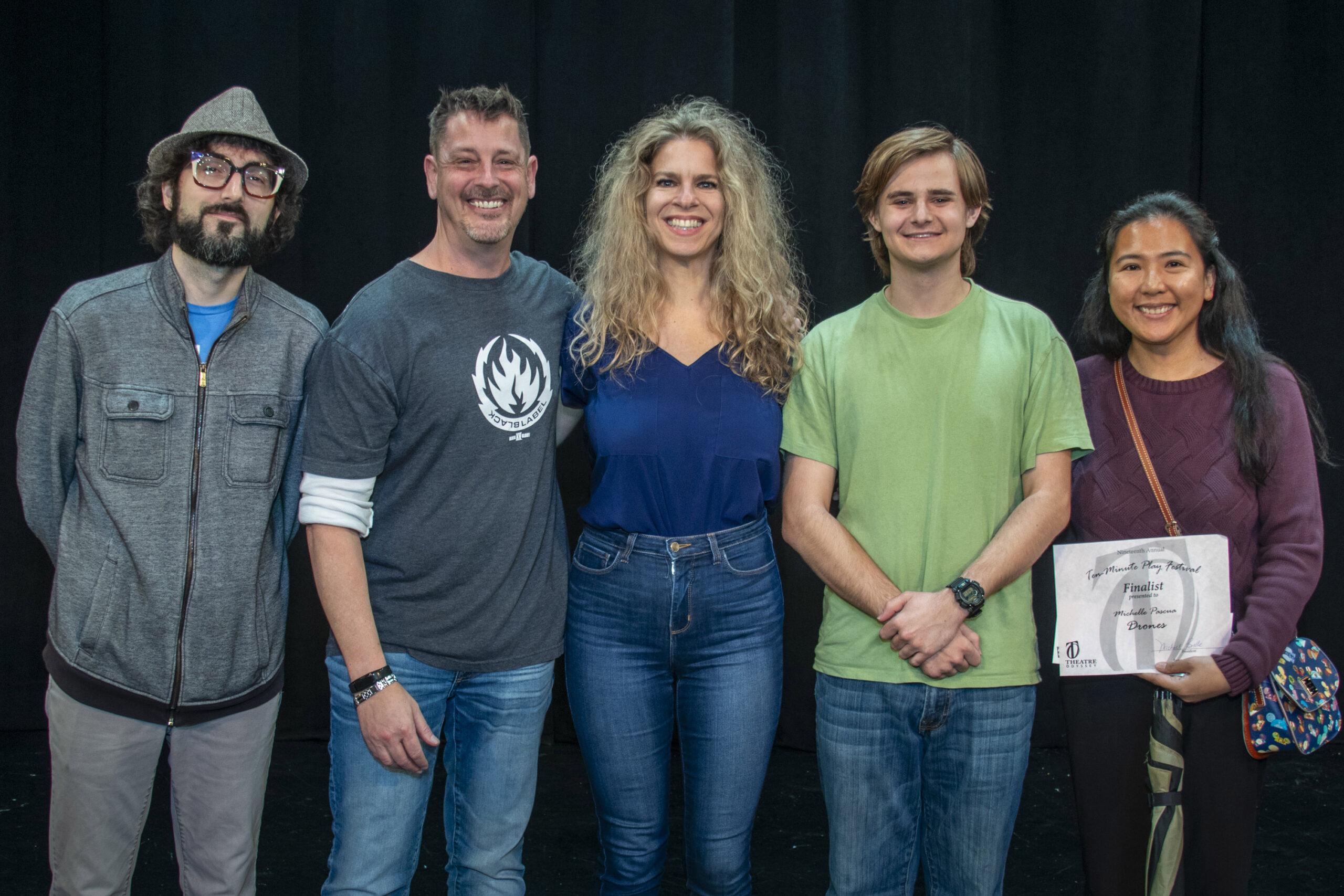 DRONES—Director J K Musser, Shawn Genther, Maggie Mandell, Bryce Carlton, playwright Michelle Pascua.