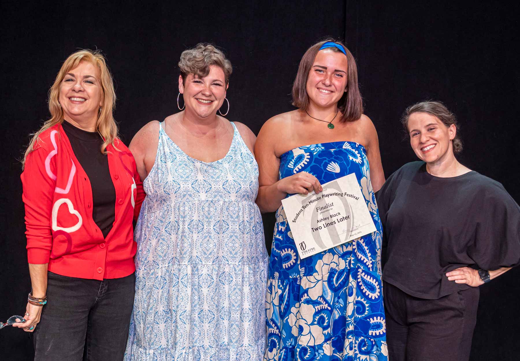 TWO LINES LATER—Director Susana Falcon, Sarah Haun, playwright Ashley Black, and Carrie Greenberg.