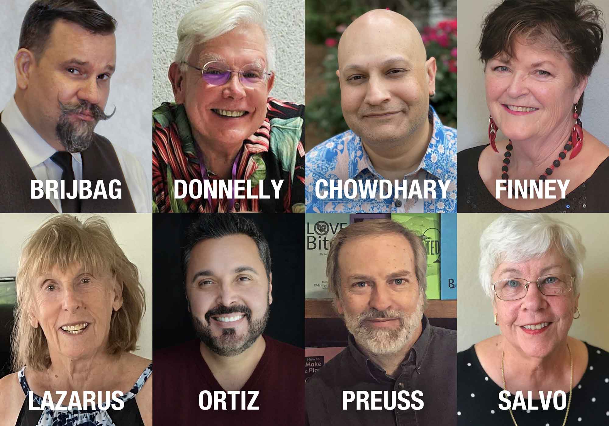 8-playwrights-2026 Eight finalist playwrights in the 21st Annual Ten-Minute Play Festival