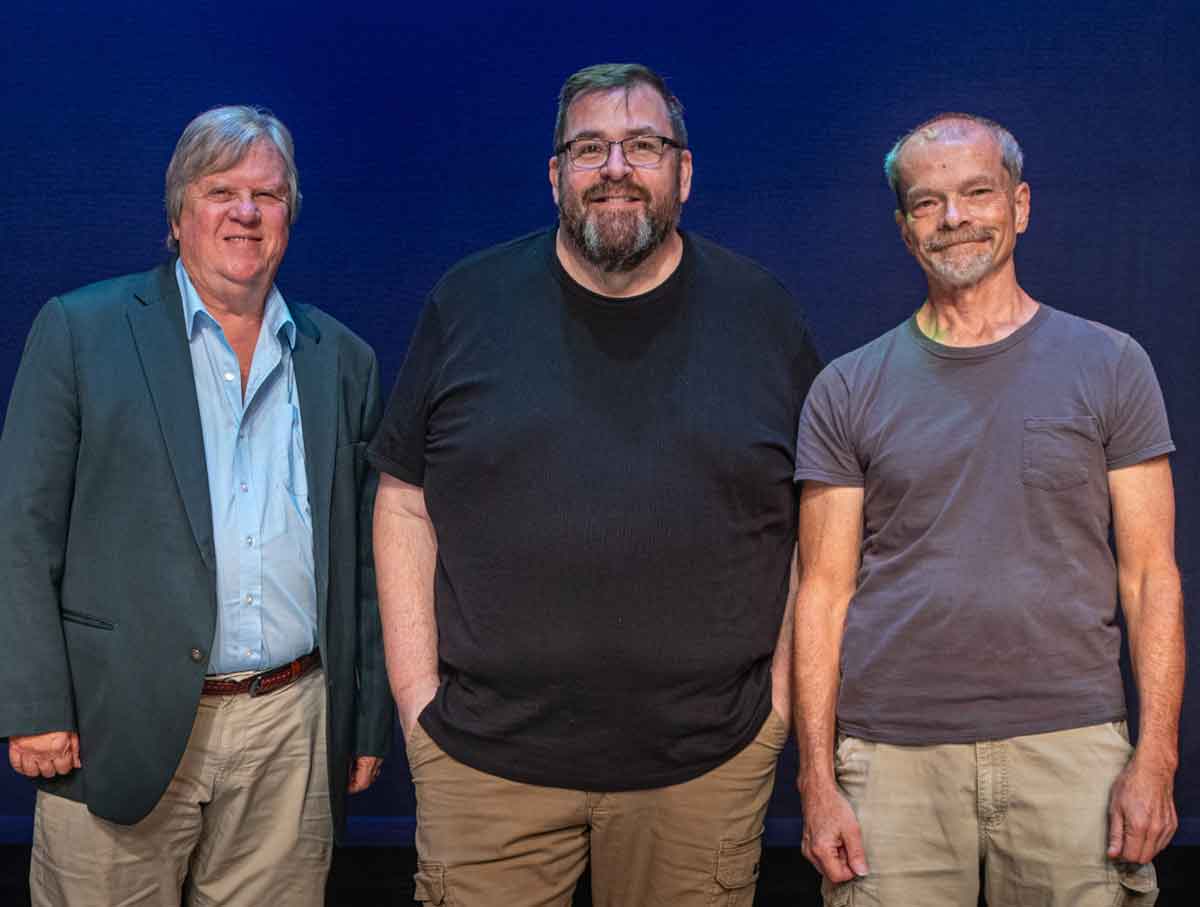 AMBIENT LIGHT—Dan Landon, director Ken Basque, Eric Henry. Not pictured: playwright Paul Donnelly.