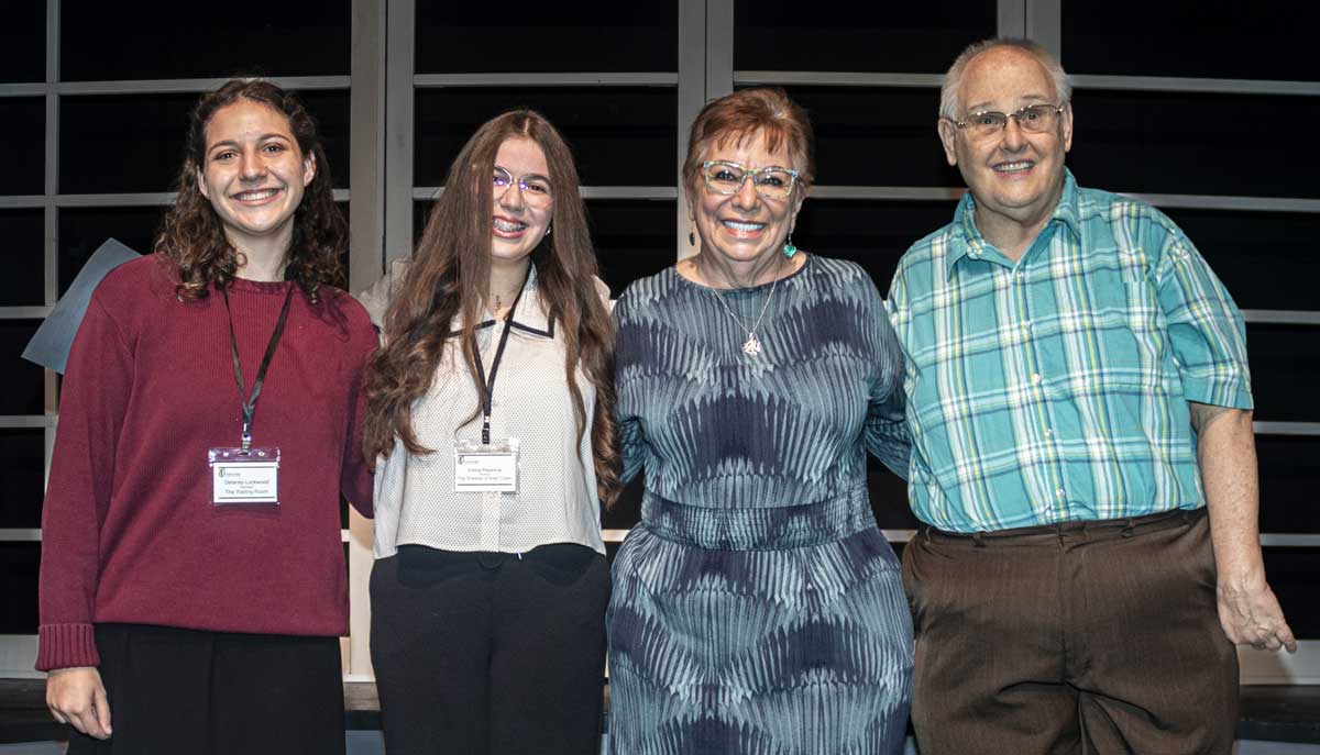 THE SHADOW OF ALDER CREEK—Delaney Lockwood, playwright Emma Plasencia, director Leona Collesano, Paul Mullen.
