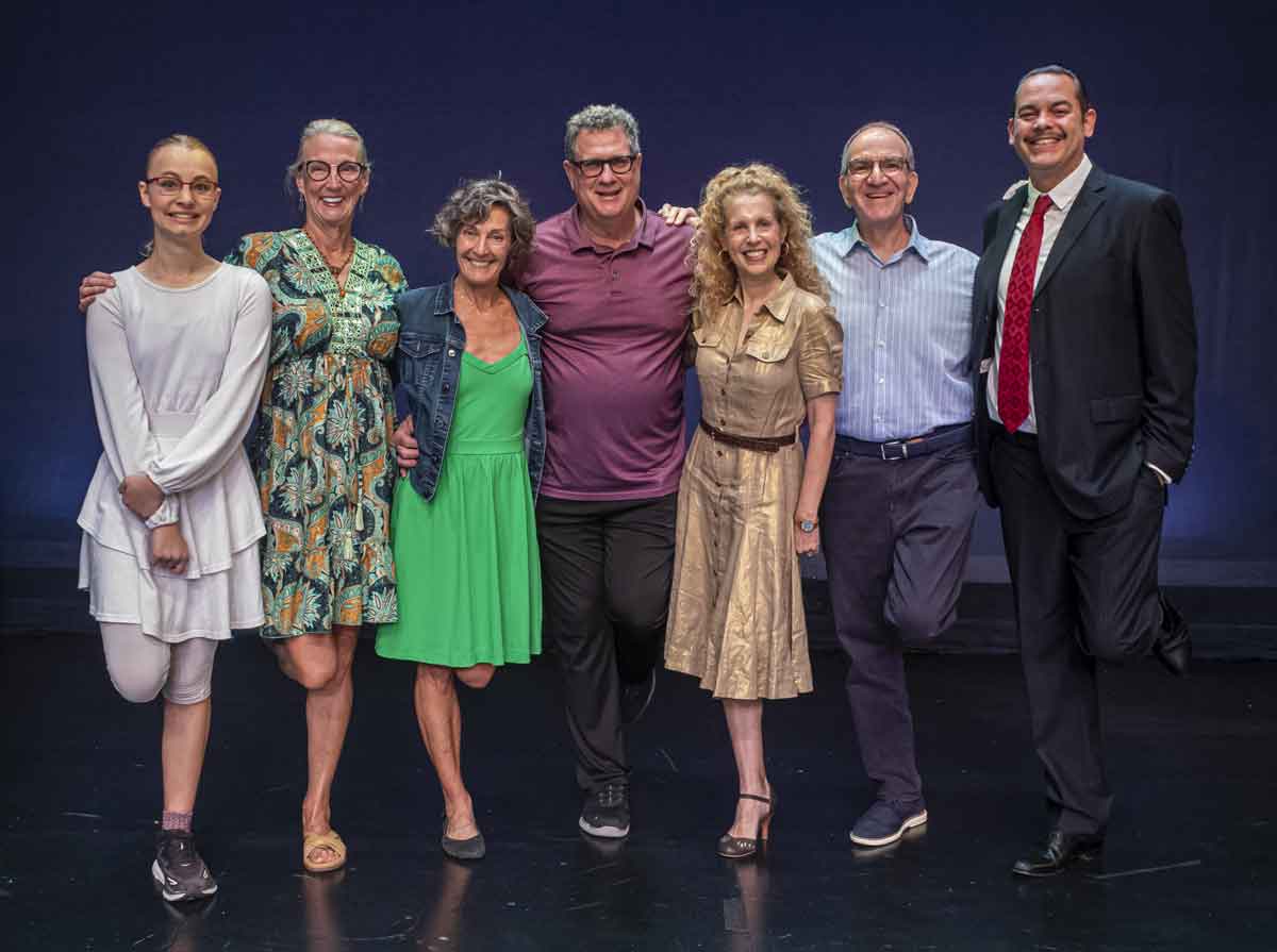 THE DISAPPEARING WOMAN—Ruby Daines, Karen Kelly, Jill Schroeder, director Lee Gundersheimer, playwright Holly Hepp-Galván, James Kassees and Charlie Agurcia.